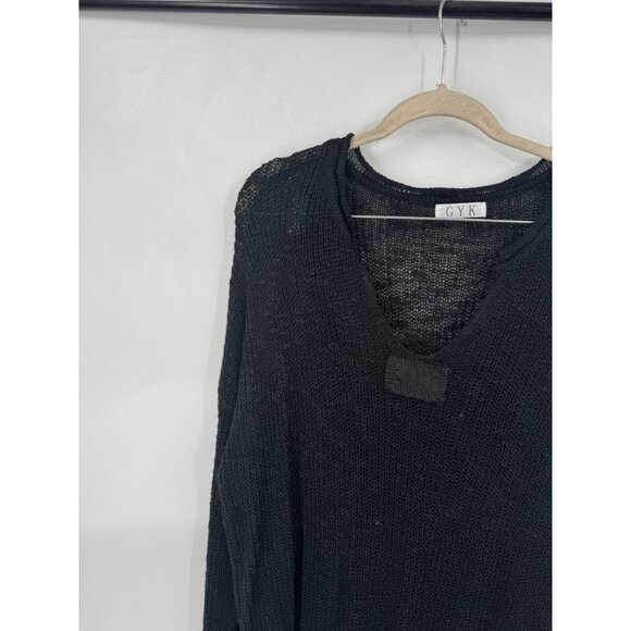 GYK Open Knit Sheer Top Women XL Black Y2K Retro Festival Whimsigoth Witchy Dark - Picture 5 of 7